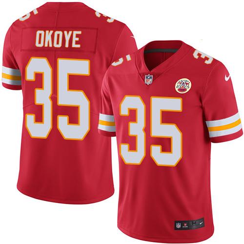 Nike Kansas City Chiefs 35 Christian Okoye Red Team Color Mens Stitched Nfl Vapor Untouchable Limited Jersey