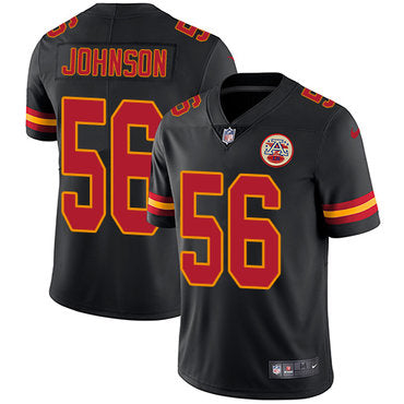 Nike Kansas City Chiefs 56 Derrick Johnson Black Mens Stitched Nfl Limited Rush Jersey