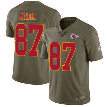 Nike Kansas City Chiefs 87 Travis Kelce Olive Mens Stitched Nfl Limited 2017 Salute To Service Jersey