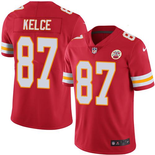 Nike Kansas City Chiefs 87 Travis Kelce Red Team Color Mens Stitched Nfl Vapor Untouchable Limited Jersey
