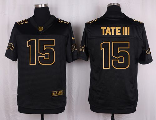 Nike Lions 15 Golden Tate Iii Black Mens Stitched Nfl Elite Pro Line Gold Collection Jersey