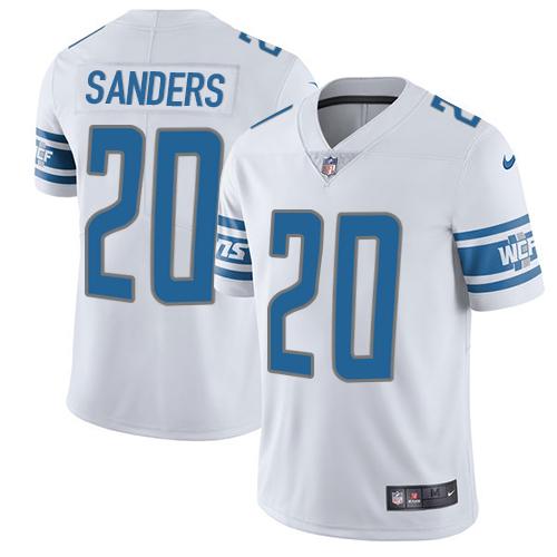 Nike Lions 20 Barry Sanders White Mens Stitched Nfl Limited Jersey