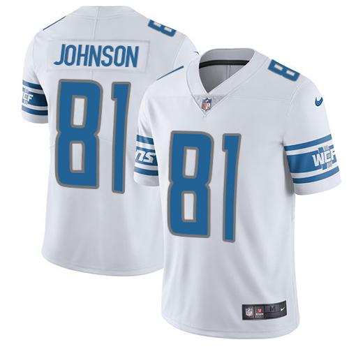 Nike Lions 81 Calvin Johnson White Mens Stitched Nfl Limited Jersey