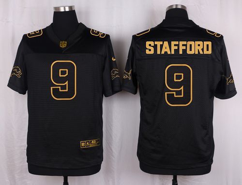 Nike Lions 9 Matthew Stafford Black Mens Stitched Nfl Elite Pro Line Gold Collection Jersey
