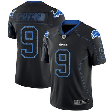Nike Lions 9 Matthew Stafford Lights Out Black Mens Stitched Nfl Limited Rush Jersey
