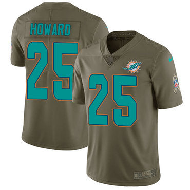 Nike Miami Dolphins 25 Xavien Howard Olive Mens Stitched Nfl Limited 2017 Salute To Service Jersey