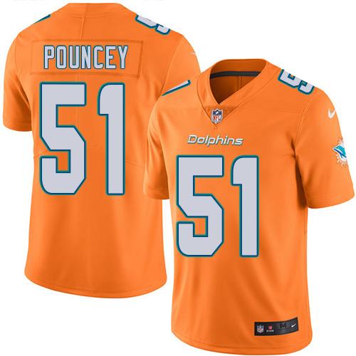 Nike Miami Dolphins 51 Mike Pouncey Orange Mens Stitched Nfl Limited Rush Jersey
