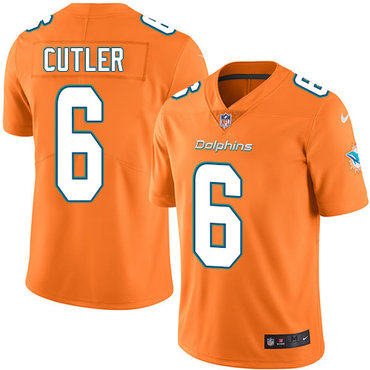 Nike Miami Dolphins 6 Jay Cutler Orange Mens Stitched Nfl Limited Rush Jersey
