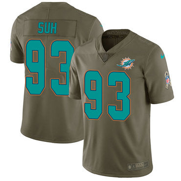 Nike Miami Dolphins 93 Ndamukong Suh Olive Mens Stitched Nfl Limited 2017 Salute To Service Jersey