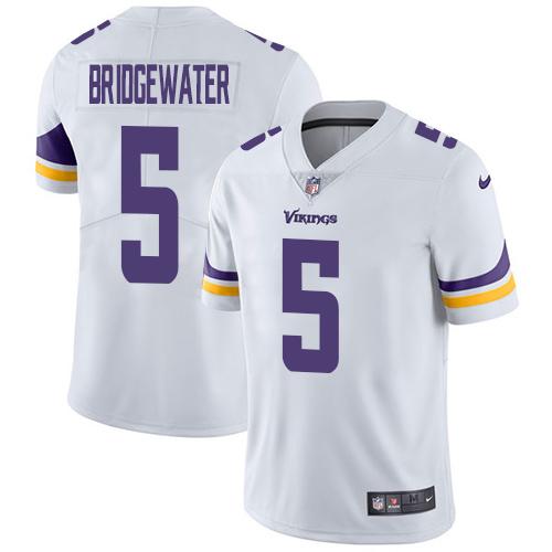 Nike Minnesota Vikings 5 Teddy Bridgewater White Mens Stitched Nfl Vapor Untouchable Limited Jersey