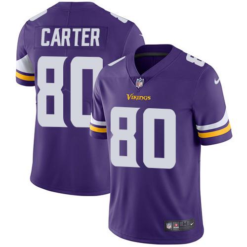 Nike Minnesota Vikings 80 Cris Carter Purple Team Color Mens Stitched Nfl Vapor Untouchable Limited Jersey