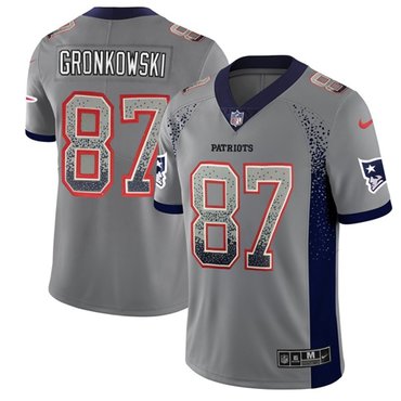 Nike New England Patriots 87 Rob Gronkowski Grey Mens Stitched Nfl Limited Rush Drift Fashion Jersey