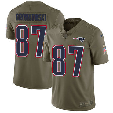 Nike New England Patriots 87 Rob Gronkowski Olive Mens Stitched Nfl Limited 2017 Salute To Service Jersey