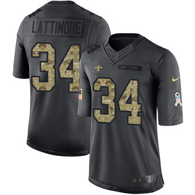 Nike New Orleans Saints 34 Marshon Lattimore Black Mens Stitched Nfl Limited 2016 Salute To Service Jersey
