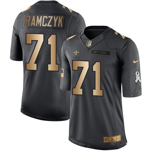 Nike New Orleans Saints 71 Ryan Ramczyk Black Mens Stitched Nfl Limited Gold Salute To Service Jersey