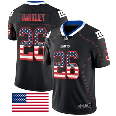 Nike New York Giants 26 Saquon Barkley Black Mens Stitched Nfl Limited Rush Usa Flag Jersey
