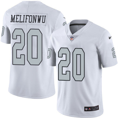 Nike Oakland Raiders 20 Obi Melifonwu White Mens Stitched Nfl Limited Rush Jersey