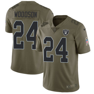 Nike Oakland Raiders 24 Charles Woodson Olive Mens Stitched Nfl Limited 2017 Salute To Service Jersey