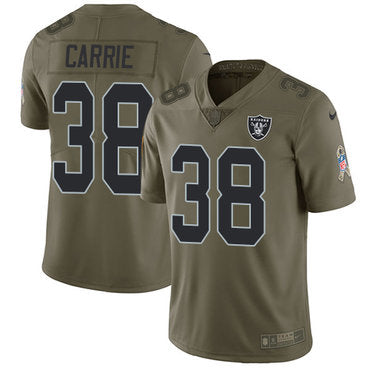 Nike Oakland Raiders 38 Tj Carrie Olive Mens Stitched Nfl Limited 2017 Salute To Service Jersey