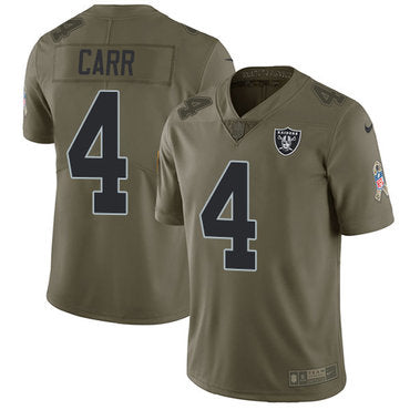 Nike Oakland Raiders 4 Derek Carr Olive Mens Stitched Nfl Limited 2017 Salute To Service Jersey