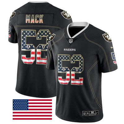 Nike Oakland Raiders 52 Khalil Mack Black Mens Stitched Nfl Limited Rush Usa Flag Jersey