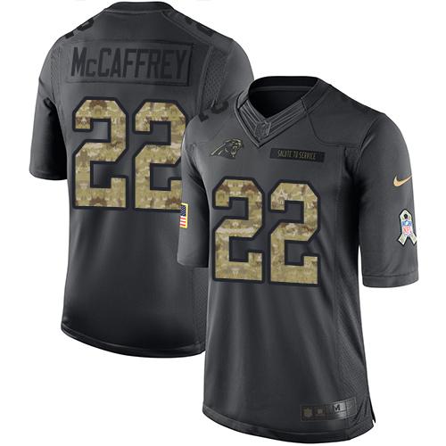 Nike Panthers 22 Christian Mccaffrey Black Mens Stitched Nfl Limited 2016 Salute To Service Jersey