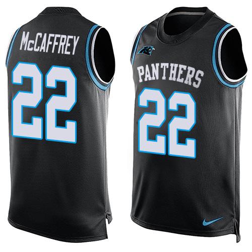 Nike Panthers 22 Christian Mccaffrey Black Team Color Mens Stitched Nfl Limited Tank Top Jersey