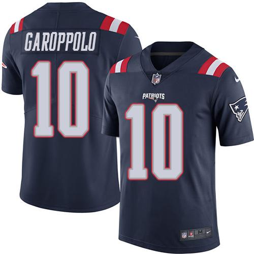 Nike Patriots 10 Jimmy Garoppolo Navy Blue Mens Stitched Nfl Limited Rush Jersey