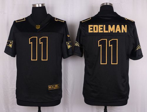 Nike Patriots 11 Julian Edelman Black Mens Stitched Nfl Elite Pro Line Gold Collection Jersey