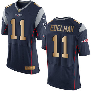 Nike Patriots 11 Julian Edelman Navy Blue Team Color Mens Stitched Nfl New Elite Gold Jersey