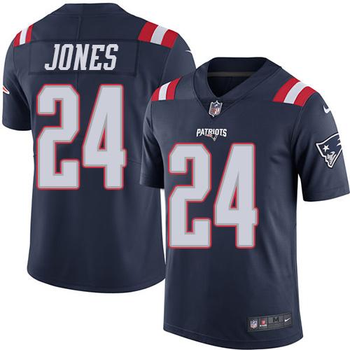 Nike Patriots 24 Cyrus Jones Navy Blue Mens Stitched Nfl Limited Rush Jersey