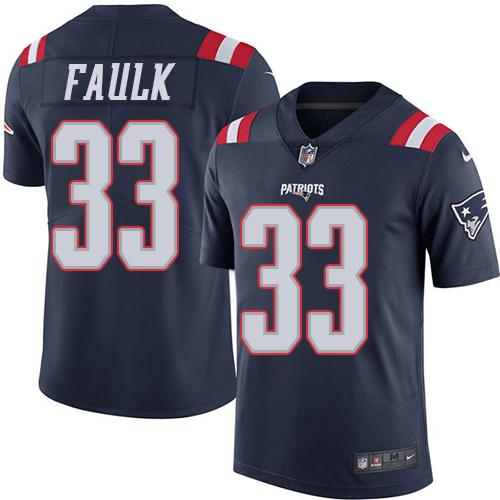 Nike Patriots 33 Kevin Faulk Navy Blue Mens Stitched Nfl Limited Rush Jersey