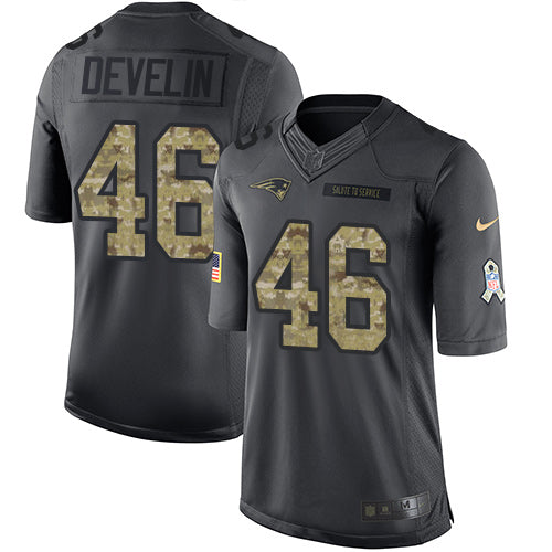 Nike Patriots 46 James Develin Black Mens Stitched Nfl Limited 2016 Salute To Service Jersey
