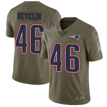 Nike Patriots 46 James Develin Olive Mens Stitched Nfl Limited 2017 Salute To Service Jersey