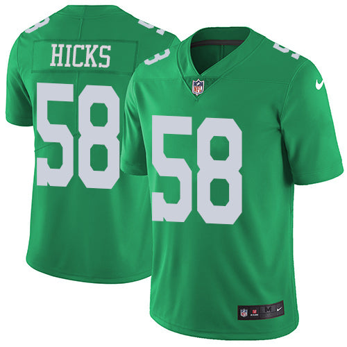 Nike Philadelphia Eagles 58 Jordan Hicks Green Mens Stitched Nfl Limited Rush Jersey