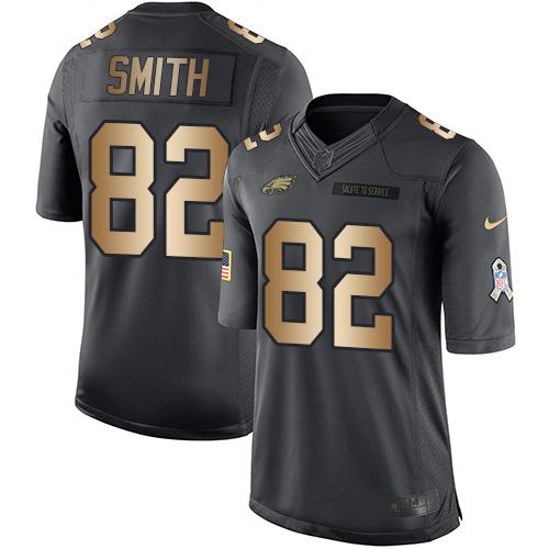 Nike Philadelphia Eagles 82 Torrey Smith Black Mens Stitched Nfl Limited Gold Salute To Service Jersey