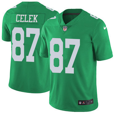 Nike Philadelphia Eagles 87 Brent Celek Green Mens Stitched Nfl Limited Rush Jersey