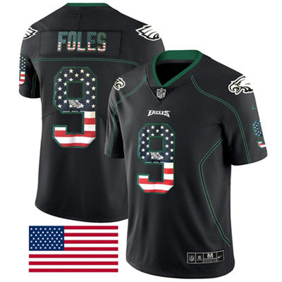 Nike Philadelphia Eagles 9 Nick Foles Black Mens Stitched Nfl Limited Rush Usa Flag Jersey