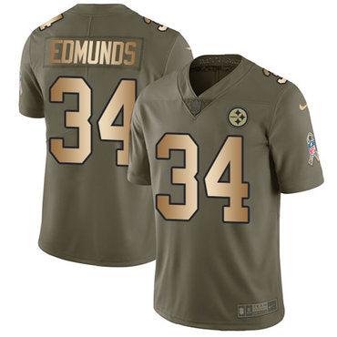 Nike Pittsburgh Steelers 34 Terrell Edmunds Olive Gold Mens Stitched Nfl Limited 2017 Salute To Service Jersey