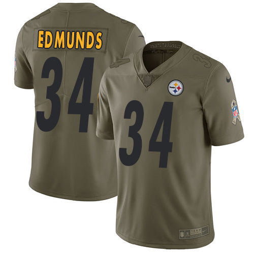 Nike Pittsburgh Steelers 34 Terrell Edmunds Olive Mens Stitched Nfl Limited 2017 Salute To Service Jersey