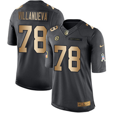 Nike Pittsburgh Steelers 78 Alejandro Villanueva Black Mens Stitched Nfl Limited Gold Salute To Service Jersey