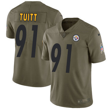 Nike Pittsburgh Steelers 91 Stephon Tuitt Olive Mens Stitched Nfl Limited 2017 Salute To Service Jersey
