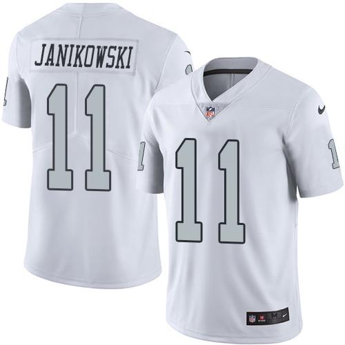 Nike Raiders 11 Sebastian Janikowski White Mens Stitched Nfl Limited Rush Jersey