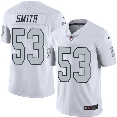 Nike Raiders 53 Malcolm Smith White Mens Stitched Nfl Limited Rush Jersey