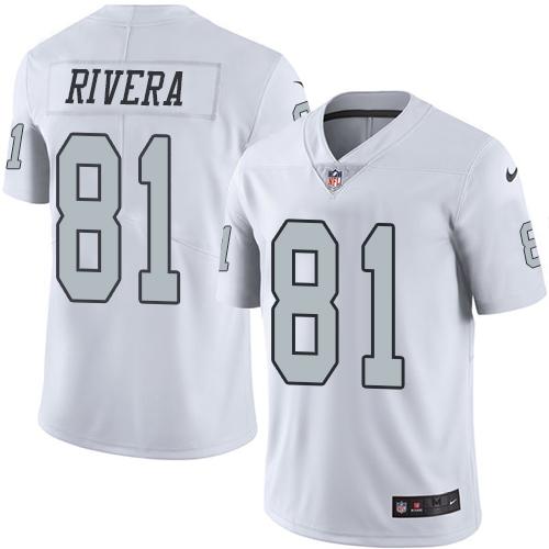 Nike Raiders 81 Mychal Rivera White Mens Stitched Nfl Limited Rush Jersey