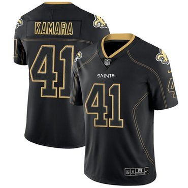 Nike Saints 41 Alvin Kamara Lights Out Black Mens Stitched Nfl Limited Rush Jersey