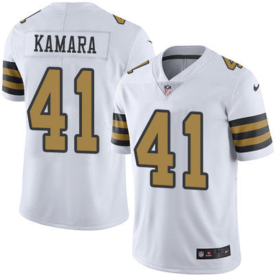 Nike Saints 41 Alvin Kamara White Mens Stitched Nfl Limited Rush Jersey