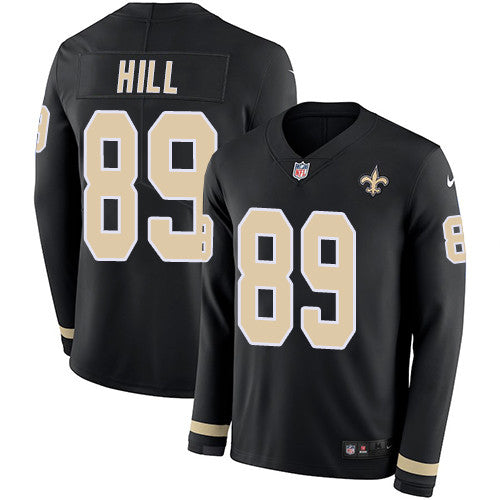 Nike Saints 89 Josh Hill Black Team Color Mens Stitched Nfl Limited Therma Long Sleeve Jersey
