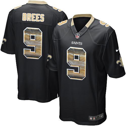 Nike Saints 9 Drew Brees Black Team Color Mens Stitched Nfl Limited Strobe Jersey