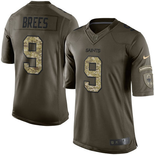 Nike Saints 9 Drew Brees Green Mens Stitched Nfl Limited 2015 Salute To Service Jersey